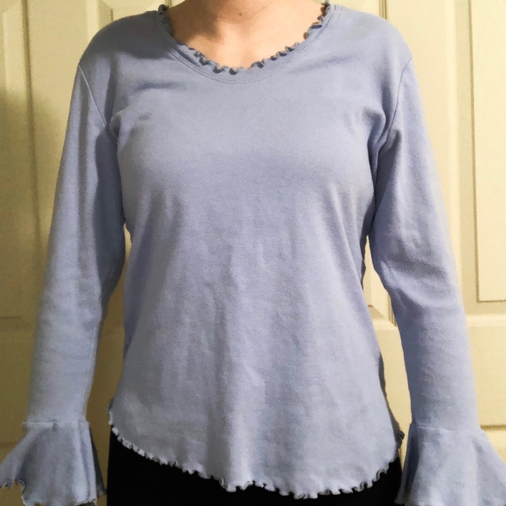 Purple Long Sleeve Lettuce Cut Tee